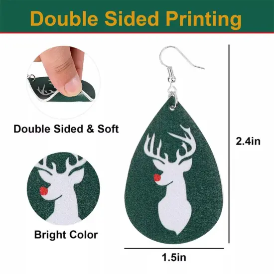 Kitcheniva 12 Pairs Christmas Faux Leather Teardrop Dangle Earrings {3}