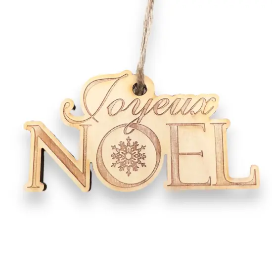 Ornament - Joyeux Noel - Raw Wood 4x2in {1}