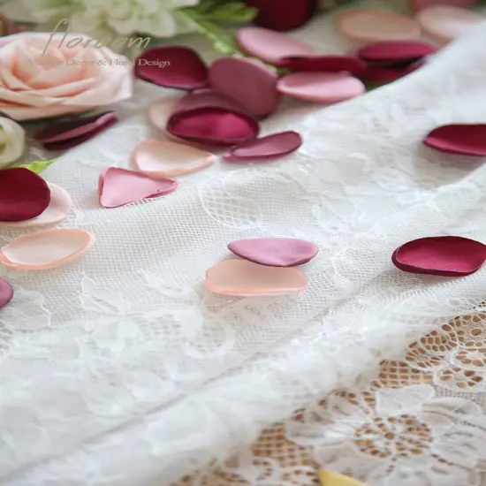 300pcs Rose Petals Burgundy Maroon Faux Silk Flower Petals for Wedding Flower Girl Basket Aisle Scatter Dinner Table Centerpieces Party Confetti Bridal Shower Romantic Night Decoration {2}