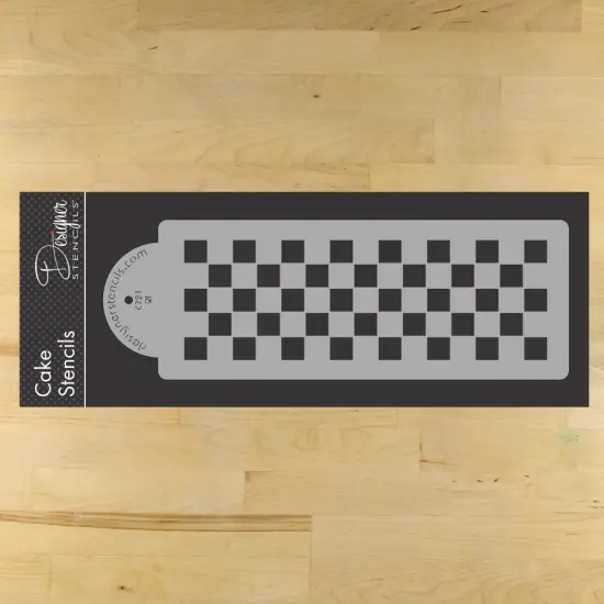 Checkerboard Cake Stencil Side | C721 by Designer Stencils | Stencils for Royal Icing, Airbrush, Dusting Powder | {1}