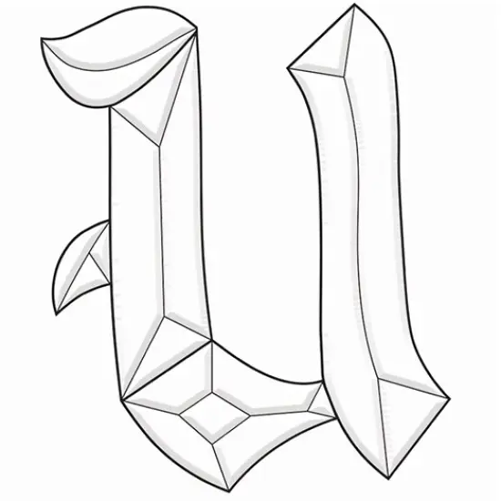 4-1/4" x 5-3/8" Exquisite Clear Glass Letter U Bevel Cluster BLU {1}