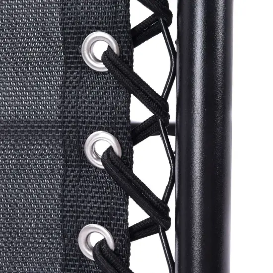 Set of 2 Folding Zero Gravity Recliner Chairs with Cup Holder Tray and Headrest for Patio or Lawn Black {2}