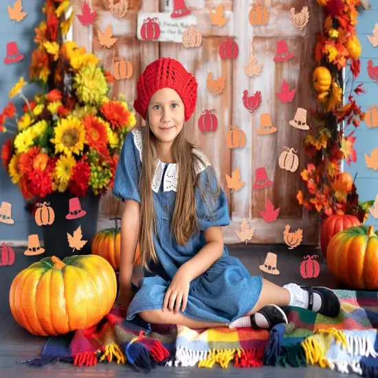 200pcs Thanksgiving Pumpkin Glitter Confetti - Hats {4}