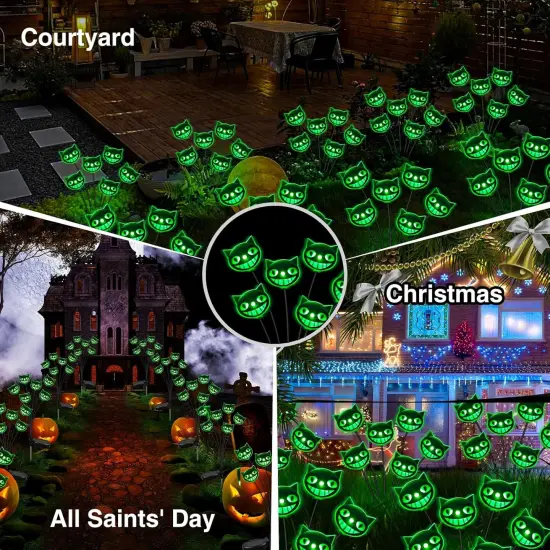 12LED 2PACKS - Halloween Decorations Outdoor Cat Yard Signs(Green) {2}