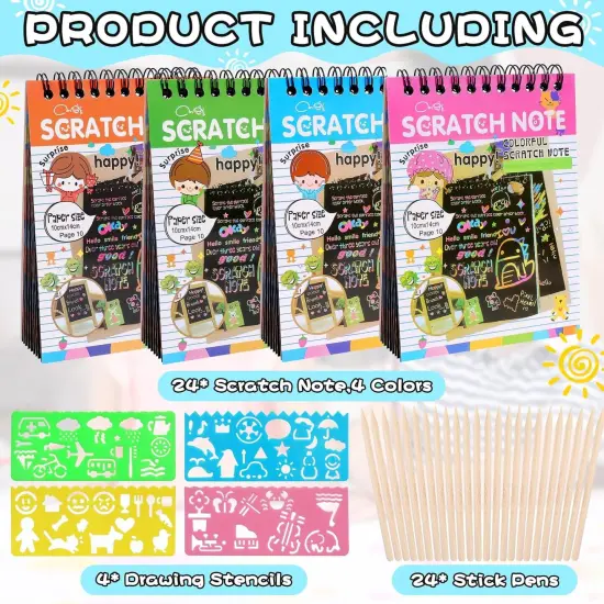 24 Pack Rainbow Scratch Notebook,Scratch Paper Art for Kids {2}