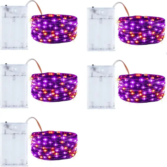 5 Pack 7 FT 20 LED Halloween Fairy Lights Battery Operated {1}