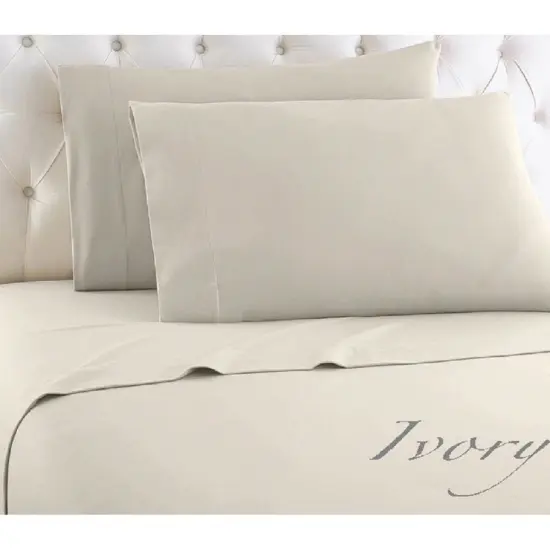 Ivory 1000 Thread Count Cotton Sheet Set Sateen Weave Deep Pocket Fitted Sheets Included {2}