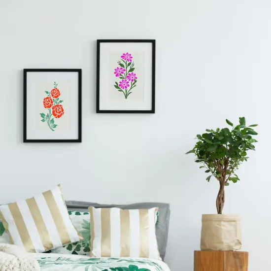 18 Pieces Flower Stencils - Reusable Floral Dragonfly Butterfly {6}