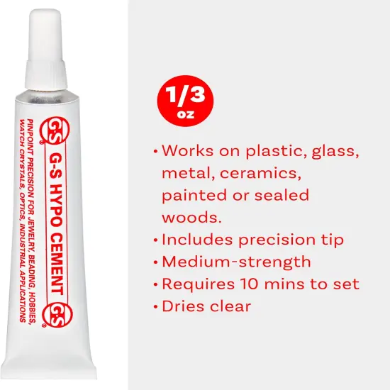 The Beadsmith Clear Precision Cement &ndash; Adhesive Glue w/Pinpoint Applicator, for Sealing Knots, Beading, Watch and Lens Repair, Model Building - Transparent, 1/3 oz./9 ml, 1pc {3}