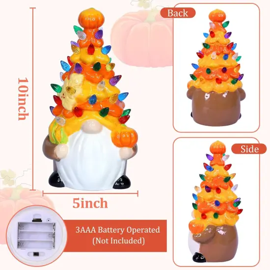 Lighted Fall Gnomes Ceramics Tree {2}