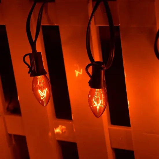 25Ft Outdoor Orange String Lights C7 Orange Halloween Lights {4}