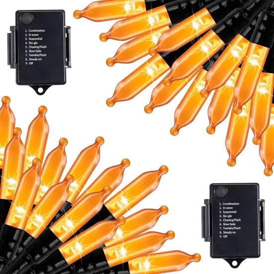 17.8 Feet - 2 Pack Halloween Orange String Lights Decorations {1}