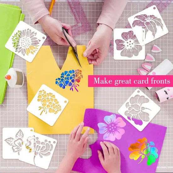 20 Pcs 2.95 Inch Flower Stencils for Crafts, Rock Painting, Home Decor {4}