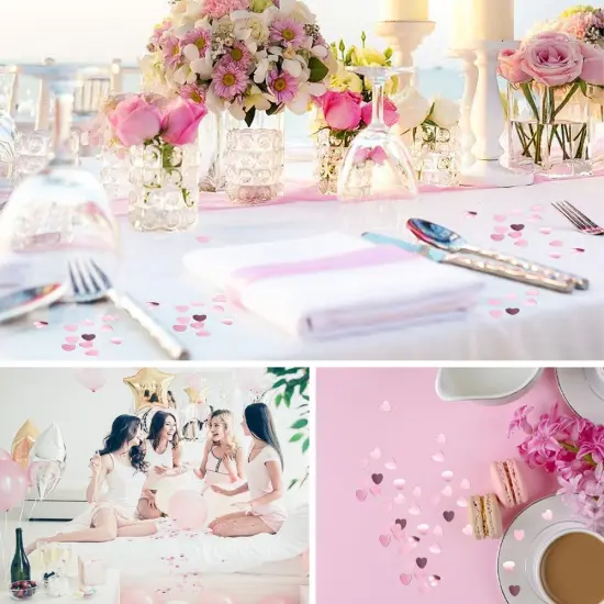 Love Heart Table Confetti Sequins - Pink {6}