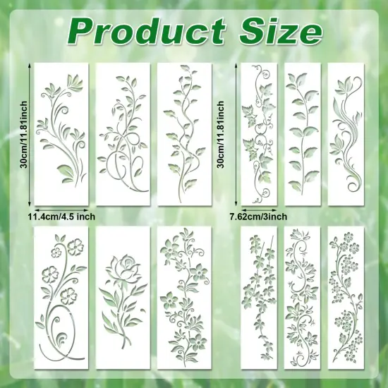12pcs Leaf Vine Stencils, Leaves & Flower Stencil {2}
