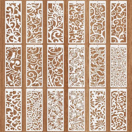 18 Pcs Large Flower Border Stencils for Painting - 4" x 11.8 {2}