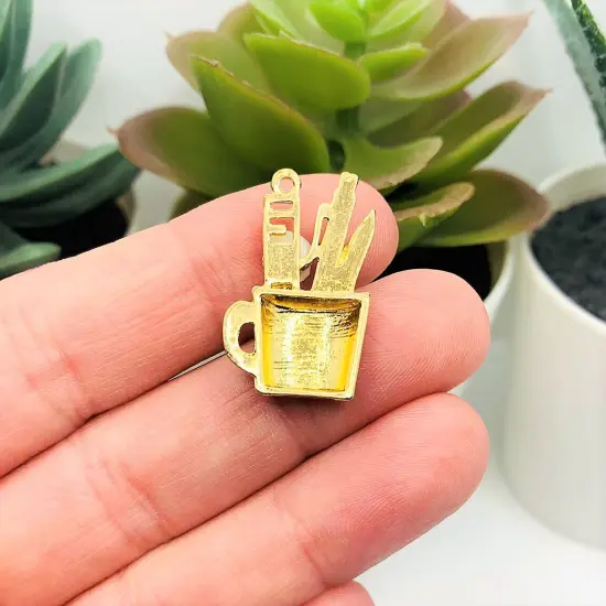 Black Paintbrush Artist Cup Charms, 24x15mm {3}