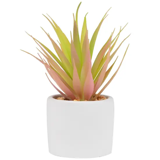 Northlight 6.5" Green Artificial Sword Grass in a White Pot {5}