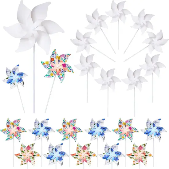 36 Pcs DIY Pinwheels Blank Paper Pinwheels for Kids Color Your Own Summer Crafts {1}