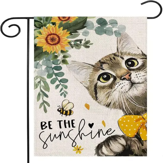 Summer Cat Garden Flag for Outside 12x18 Double Sided,Be The Sunshine Cat with Sunflowers Small Yard Flags,Spring Seasonal Decor for Farmhouse Holiday Outdoor {2}