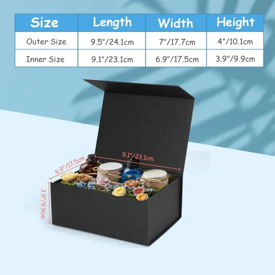 4 Pack 9.5x7x4 Magnetic Gift Boxes Black Magnetic Closure Gift Box for Wedding, Christmas, Birthday Presents {4}
