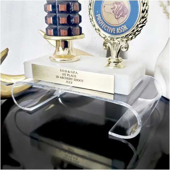 Plymor Clear Acrylic Scroll-Shaped Display Riser, 1.375" H x 6.25" W x 3.5" D (1/8" thick) {3}