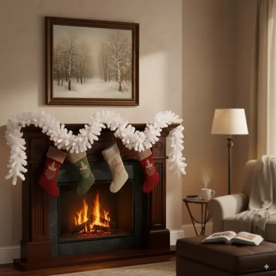 Perfect Holiday 9ft Artificial Christmas Garland - White {1}