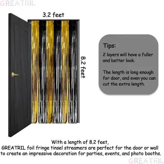 2 Packs Black and Gold Party Streamers Decoration {4}