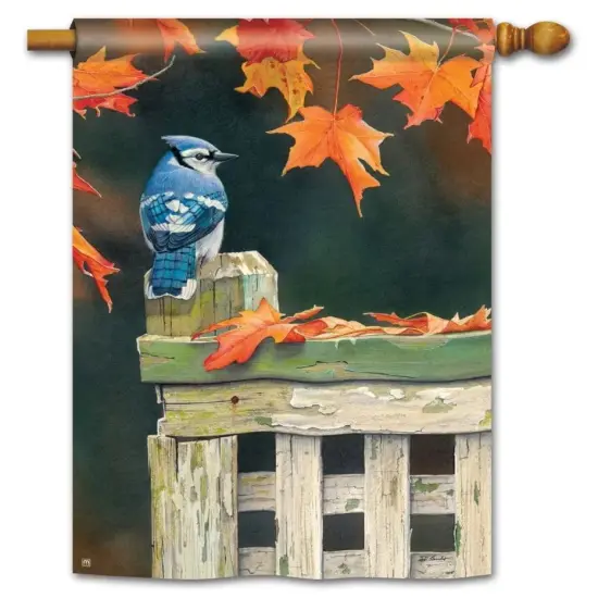 Autumn Blue Jay Flag 2 Sided House Banner {1}