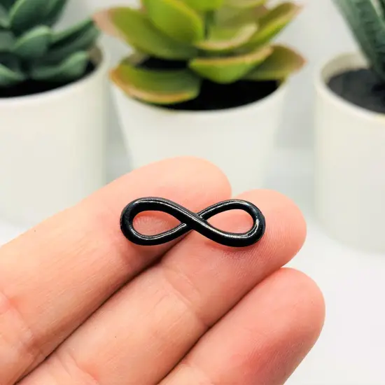 Black Infinity Connector Charms, 23x8mm {2}
