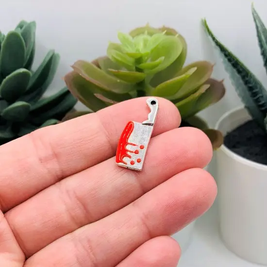 Bloody Cleaver Knife Charms, 9x23mm {4}