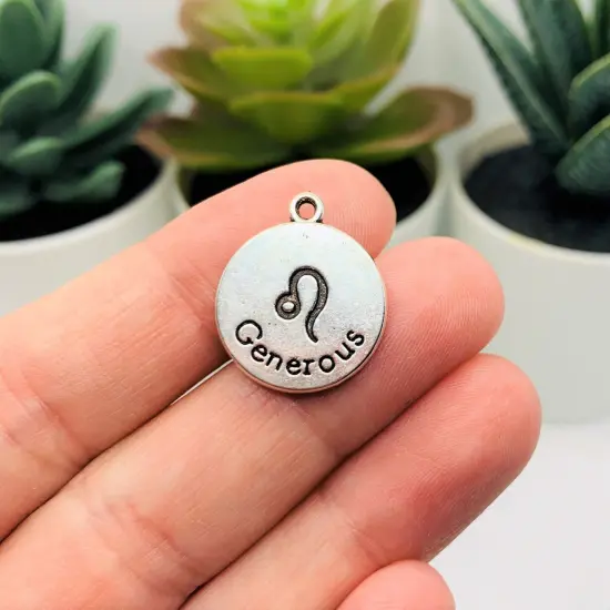 Silver Leo Zodiac/Astrology Coin Charms, 17x20mm {3}