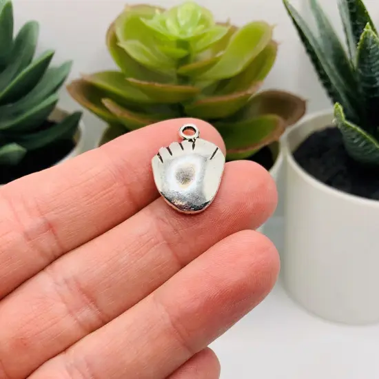 Silver Baseball Mitt Sports Glove Charms, 21x15mm {3}