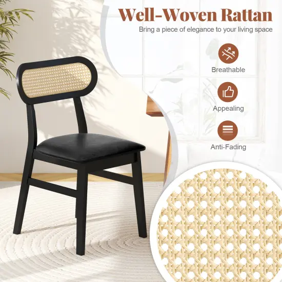 Wood Upholstered Dining Chairs Set of 2 &ndash; Mid Century Indoor Seating for Dining Room Black {6}