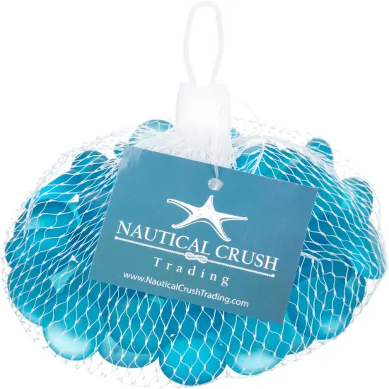 Flat Marble Vase Filler - 3 lbs Cobalt Aqua & White Glass Pebble Vase - Clear Glass Gem Vase Filler - Flat Glass Marble craft and Home d&eacute;cor - Aquarium Glass Marble filler - Decorative Glass Marble {2}