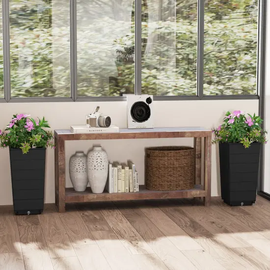 Modern Flower Planter for Front Porch and Lobby Black {2}