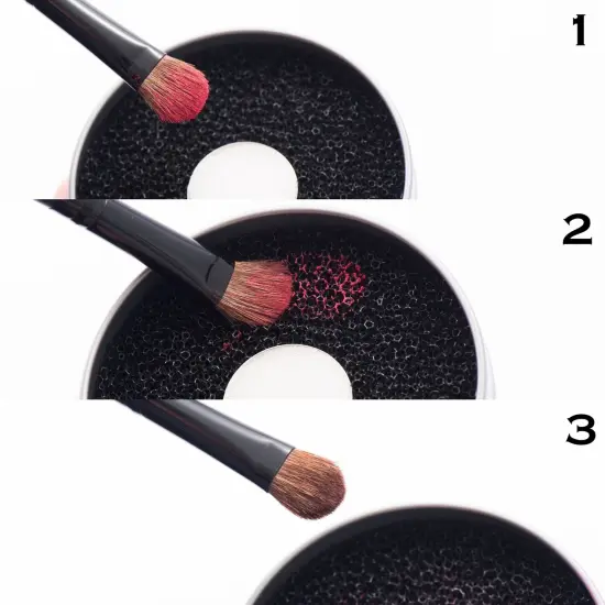 Zodaca Makeup Cosmetic Brush Cleaner Sponge Tool Remover Clean Eye Shadow Eyeliner Color Switch Iron Box Black {4}