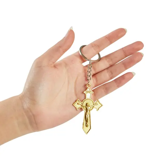 Juvale 24-Pack Cross Keychain Bulk Set, 3.6 Inches, Silver and Gold, Religious Keychains for First Communion, Baptism, Funeral, Church Events, Cross Catholic Key Chain Favors for Guests and Groups {4}