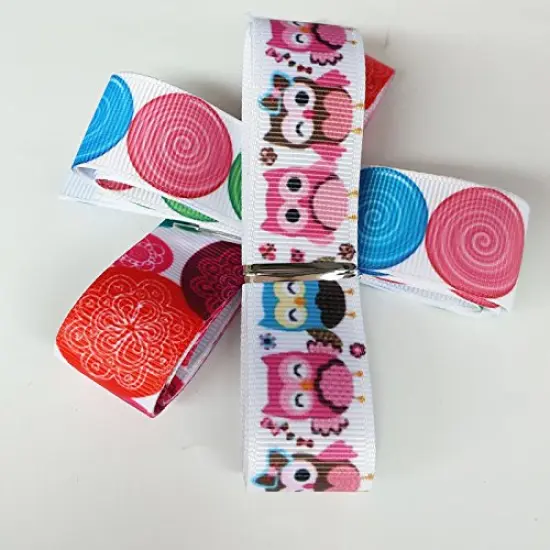 DIY 24yards 22mm(7/8'') Random Assorted Styles Cartoon Butterfly Owl Skull Flower Star Dot Grosgrain Ribbon Flower Bow Appliques Craft Packing Doll Decoration (24) {3}