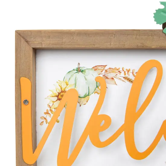 Northlight Pumpkins and Sunflowers Welcome Fall Harvest Wall Sign - 11" Beige {7}