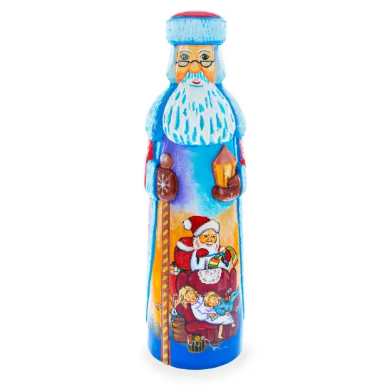 Christmas Eve Hand Carved Solid Wooden Santa Figurine 11 Inches {1}