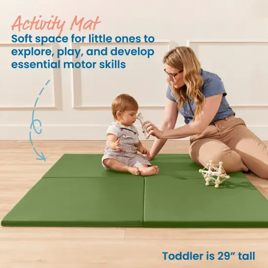 Play Patch Activity Mat Squares, Modular Playmat, 4-Pack Hunter Green {3}