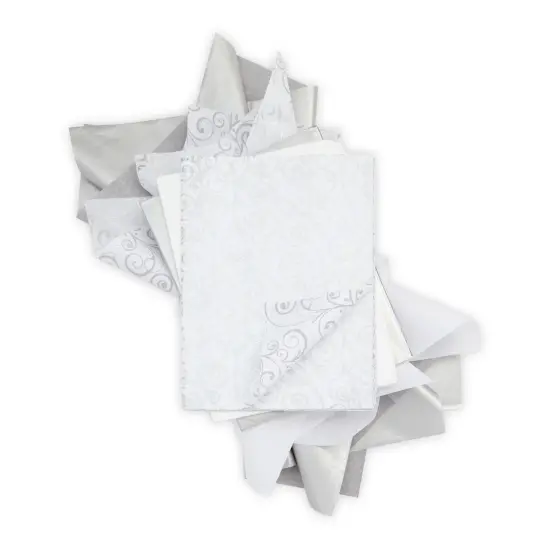 Wrapping Tissue Paper Bulk for Gift Bags, 3 Colors - Silver, White, Metallic Silver (60 Sheets) {7}