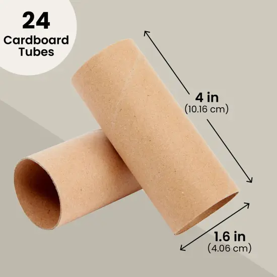 24 Pack Brown Toilet Paper Rolls For Crafts, Empty Cardboard Tubes for Classroom, DIY Projects (1.6 x 4 In) {5}