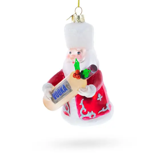 Santa with Vodka Glass Christmas Ornament {1}