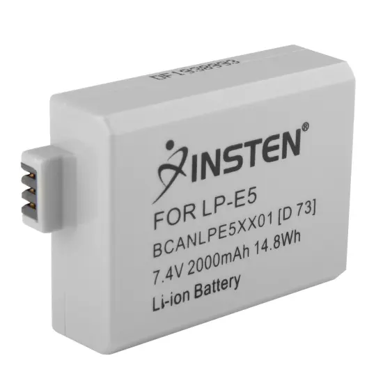 Insten Canon LP-E5 Compatible Li-Ion Battery for EOS Rebel Xsi XS T1i 450D 500D 1000D Kiss F X2 X3 White {1}