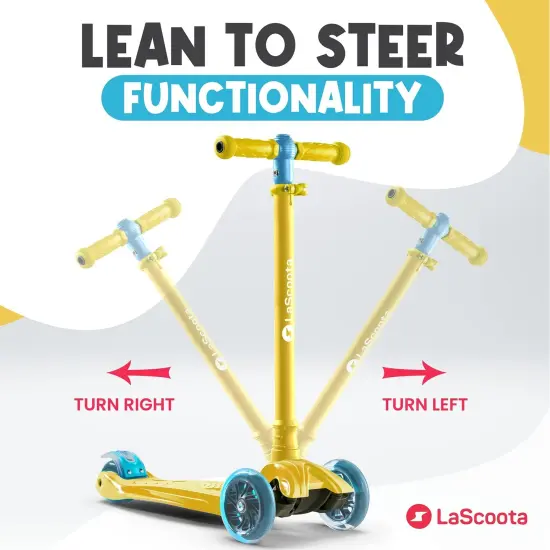 LaScoota 2-in-1 Kids Kick Scooter, Adjustable Height Handlebars and Removable Seat, 3 LED Lighted Wheels and Anti-Slip Deck, for Boys & Girls Aged 3-14 and up to 100 lbs, Gift-Ready Gold Scooter {6}