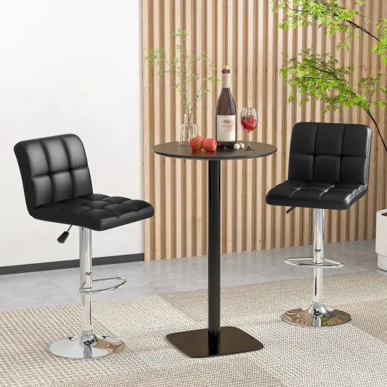 Modern Bar Stools Set of 2 with Back Support, Heavy-Duty Metal Base, Footrest, and Adjustable Height Black {2}