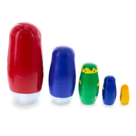 Set of 5 Nutcrackers Wooden Nesting Dolls 5.5 Inches {6}