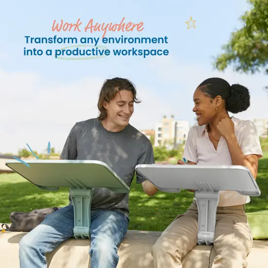 The Surf Folding Portable Lap Desk, Large, Flexible Seating Light Grey {3}